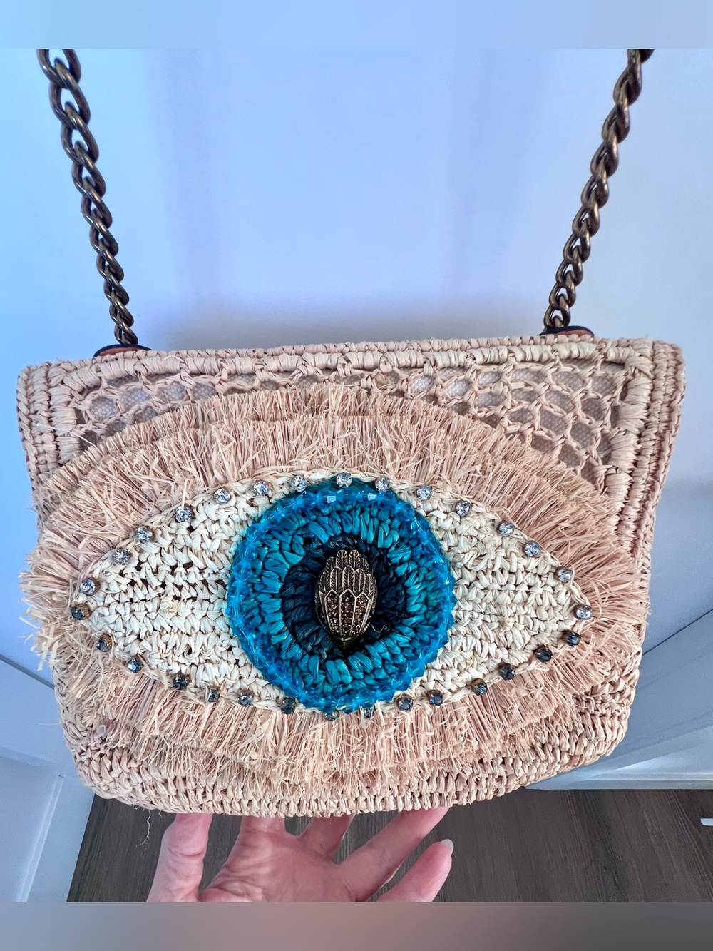 KURT GEIGER Evil Eye Raffia Kensington Bag